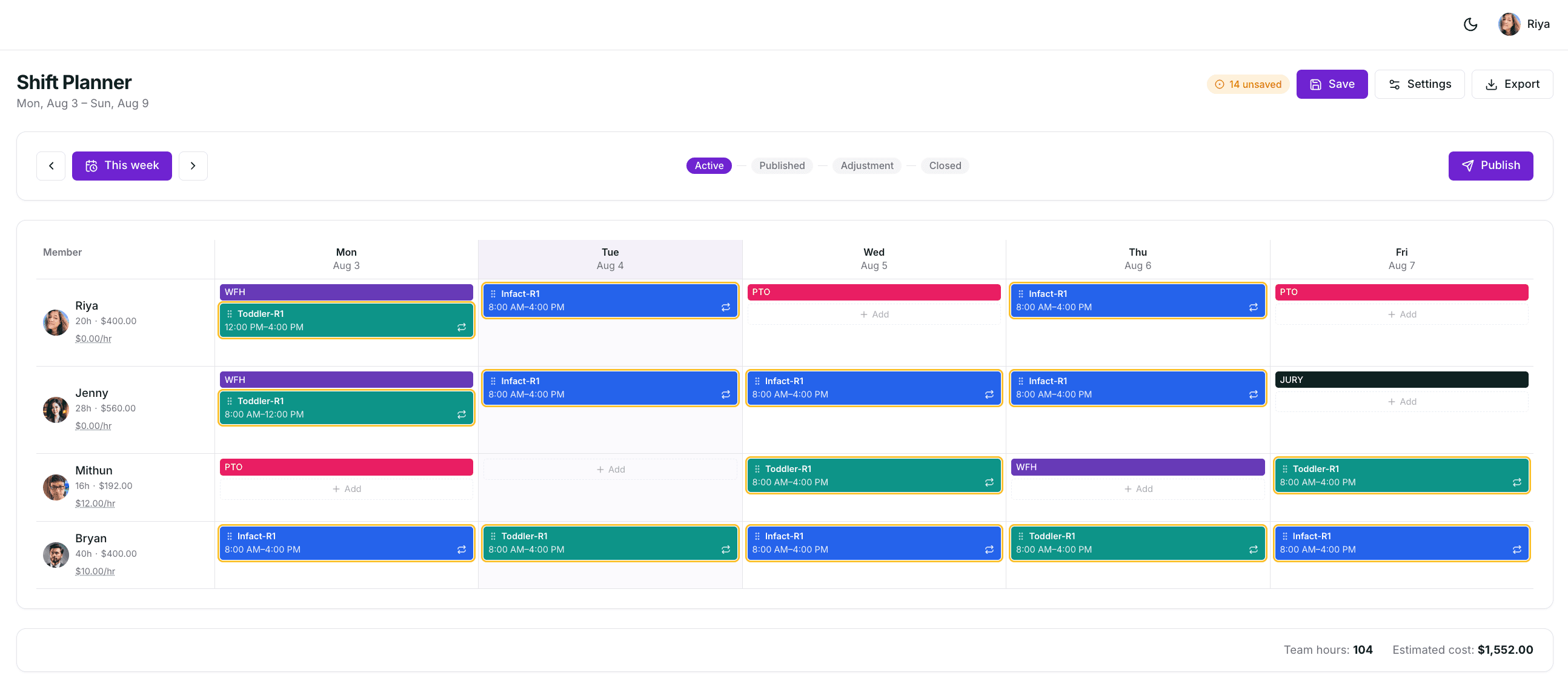 Officebot Shift Planner Screenshot